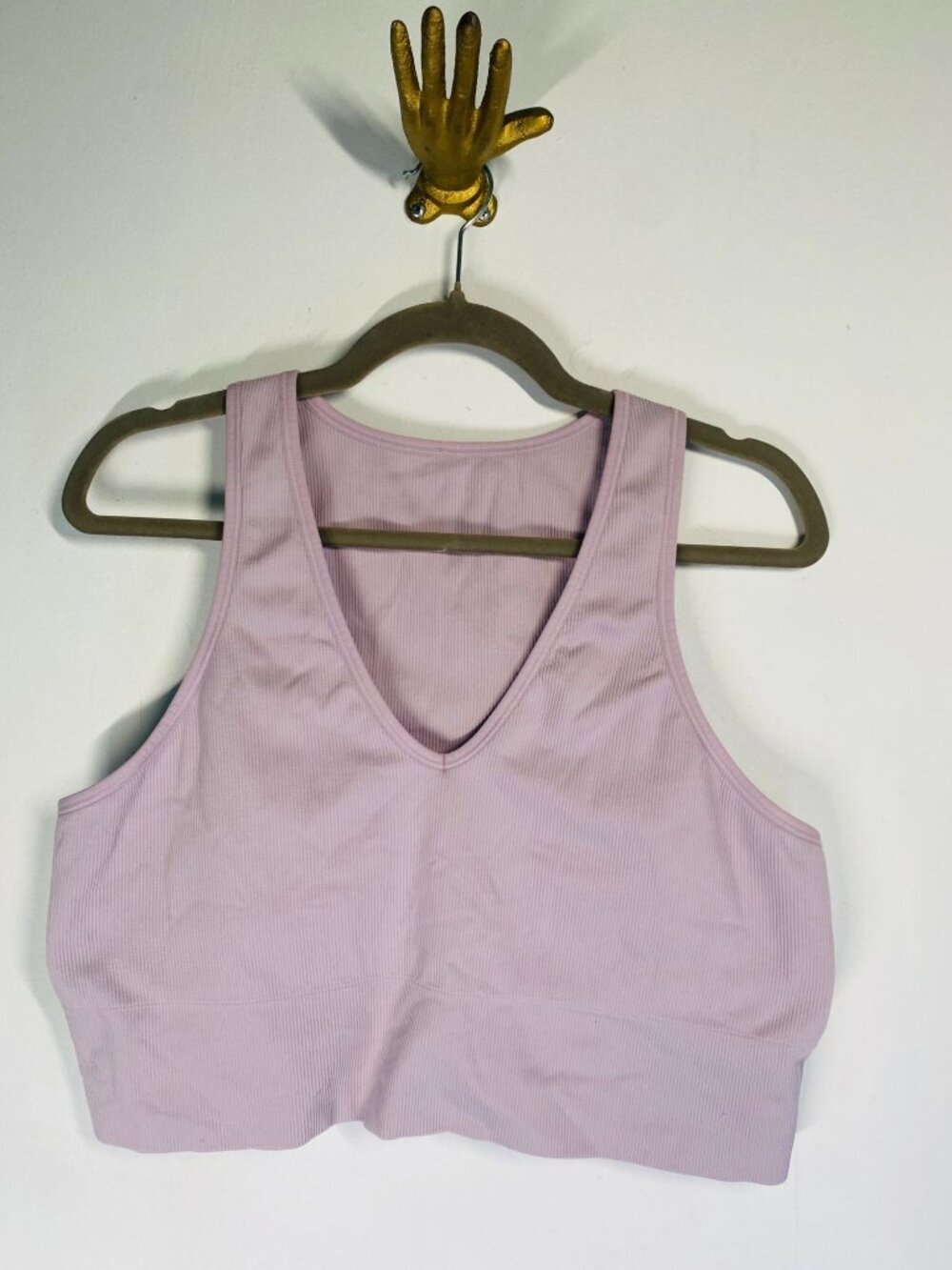 Athleta 2x Ribbed Lavender Crop Tank Top With Scoop Neckline & Racerback Design